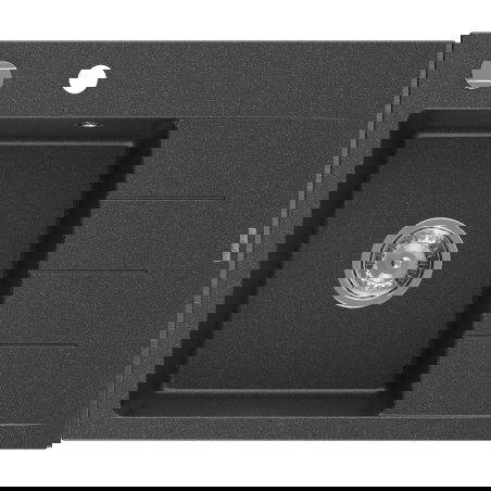 Mexen Ben granite kitchen sink 1-bowl with drainer, left 600 x 500 mm, black speckled, chrome siphon - 6522605000-76