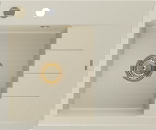 Mexen Ben granite sink 1-chamber with drainer, left 600 x 500 mm, beige, gold siphon - 6522605000-69-G