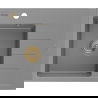 Mexen Ben granite sink 1-bowl with left drainer 600 x 500 mm, gray, gold siphon - 6522605000-71-G