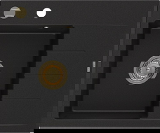 Mexen Ben granite sink 1-compartment with drainer, left 600 x 500 mm, black, gold siphon - 6522605000-77-G