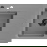 Mexen Ben granite sink 1-bowl with left drainer 600 x 500 mm, gray, black siphon - 6522605000-71-B