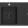 Mexen Ben granite sink 1-bowl with drainer, left 600 x 500 mm black/silver metallic black siphon - 6522605000-73-B
