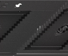 Mexen Ben granite sink 1-bowl with drainer, left 600 x 500 mm black/silver metallic black siphon - 6522605000-73-B