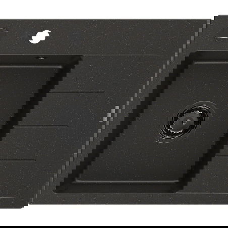 Mexen Ben 1-bowl Granite Sink with Drainer, Left, 600 x 500 mm, Black/Gold Metallic, Black Siphon - 6522605000-75-B