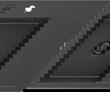 Mexen Ben granite sink 1-bowl with drainer, left 600 x 500 mm, black speckled, black siphon - 6522605000-76-B