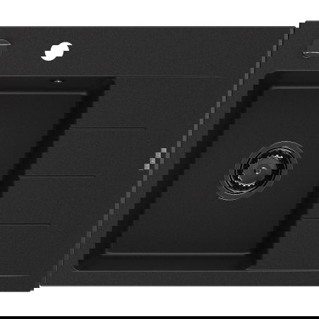 Mexen Ben granite sink with 1 chamber and drainer, left 600 x 500 mm, black, black siphon - 6522605000-77-B