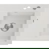 Mexen Ben granite sink 1-bowl with right drainer 600 x 500 mm, white, chrome siphon - 6523605000-20