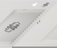 Mexen Ben 1-bowl granite sink with drainer, right 600 x 500 mm, white, chrome siphon - 6523605000-20