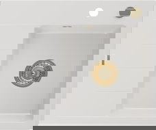 Mexen Ben granite kitchen sink 1-bowl with drainer, right 600 x 500 mm, white, gold siphon - 6523605000-20-G