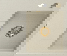 Mexen Ben 1-bowl granite sink with drainer, right, 600 x 500 mm, beige, golden siphon - 6523605000-69-G