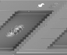 Mexen Ben granite kitchen sink 1-bowl with drainer, right 600 x 500 mm, gray, chrome siphon - 6523605000-71