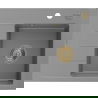 Mexen Ben 1-bowl granite sink with drainer, right 600 x 500 mm, gray, gold siphon - 6523605000-71-G