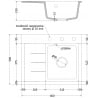 Mexen Ben granite sink 1-bowl with right drainer 600 x 500 mm, grey, gold siphon - 6523605000-71-G