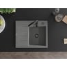 Mexen Ben granite kitchen sink 1-bowl with drainer, right 600 x 500 mm, gray, black siphon - 6523605000-71-B