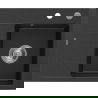 Mexen Ben granite sink 1-bowl with right drainer 600 x 500 mm, black/silver metallic, chrome siphon - 6523605000-73