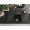 Mexen Ben granite kitchen sink 1-bowl with drainer, right 600 x 500 mm black/silver metallic siphon gold - 6523605000-73-G