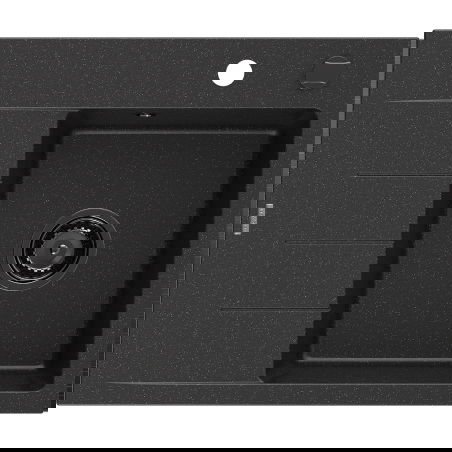 Mexen Ben 1-bowl granite sink with drainer, right 600x500 mm, black/silver metallic black siphon - 6523605000-73-B