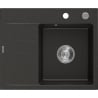 Mexen Ben granite sink 1-bowl with drainer, right 600 x 500 mm, black/gold metallic, chrome siphon - 6523605000-75