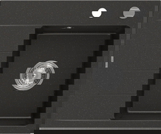 Mexen Ben granite sink 1-bowl with drainer, right 600 x 500 mm, black/gold metallic, chrome siphon - 6523605000-75