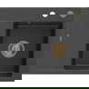 Mexen Ben Granite Kitchen Sink 1-Bowl with Right Drainer 600 x 500 mm, Black Speckled, Gold Siphon - 6523605000-76-G
