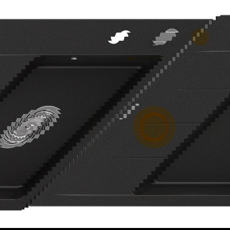 Mexen Ben granite kitchen sink 1-bowl with drainer, right 600 x 500 mm, black, gold siphon - 6523605000-77-G