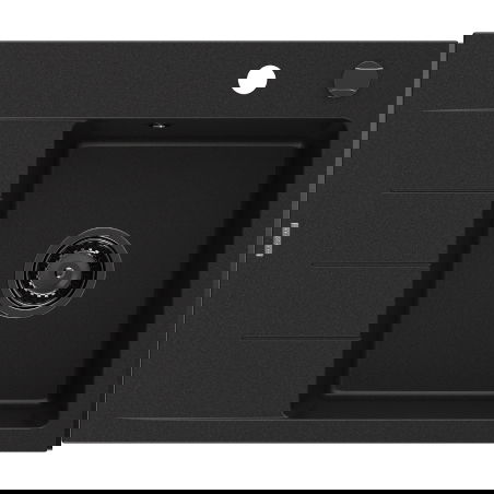 Mexen Ben granite kitchen sink 1-bowl with drainer, right 600 x 500 mm, black, black siphon - 6523605000-77-B