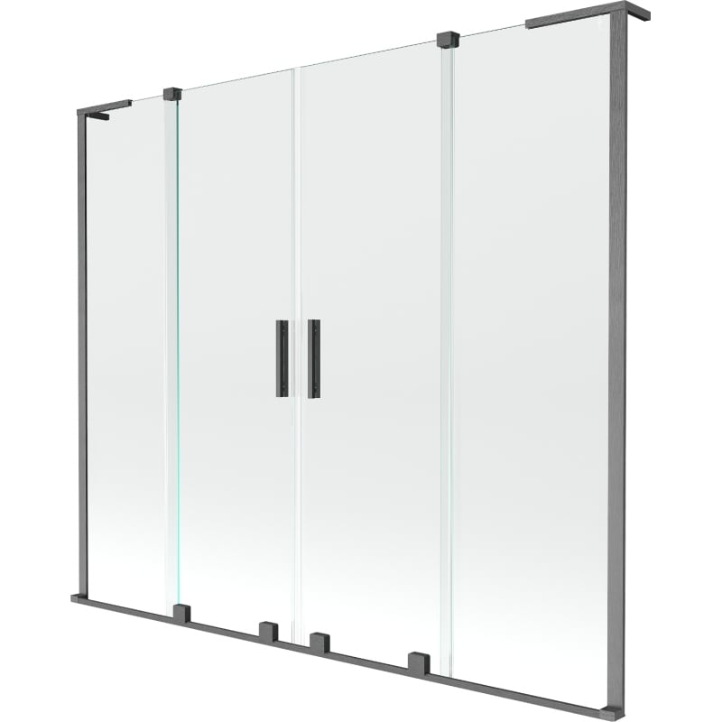 Mexen Velar L Duo Shower Screen 2-Panel Sliding 180 x 150 cm, Transparent, Gun Gray Brushed - 896-180-003-02-66