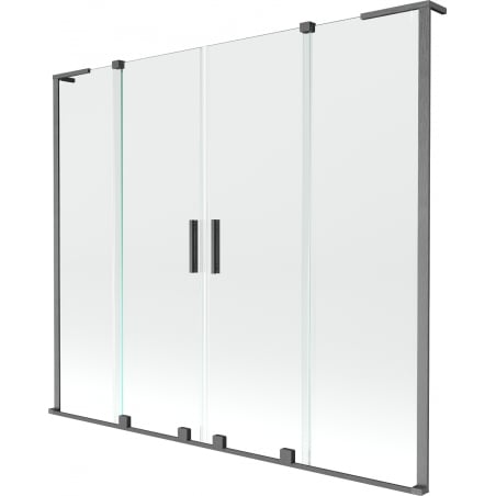 Mexen Velar L Duo Shower Screen 2-Panel Sliding 180 x 150 cm, Transparent, Gun Gray Brushed - 896-180-003-02-66