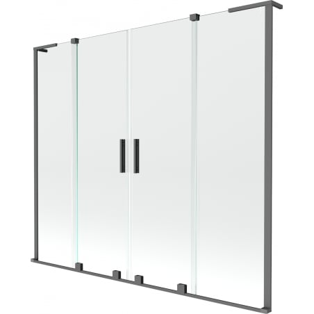 Mexen Velar L Duo 2-Panel Sliding Shower Screen 180 x 150 cm, Transparent, Gun Metal - 896-180-003-02-95
