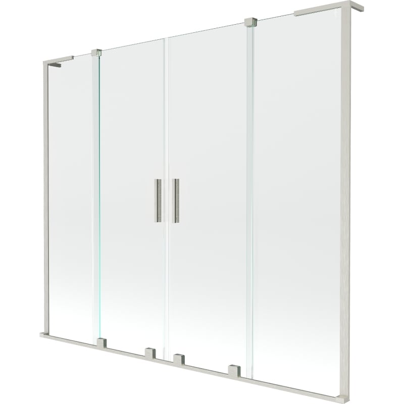 Mexen Velar L Duo 2-Panel Sliding Bathtub Screen 180 x 150 cm, Transparent, Brushed Nickel - 896-180-003-02-97