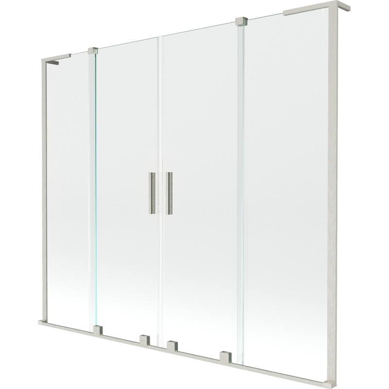 Mexen Velar L Duo Bathtub Screen 2-Panel Sliding 180 x 150 cm, Transparent, Brushed Nickel - 896-180-003-02-97