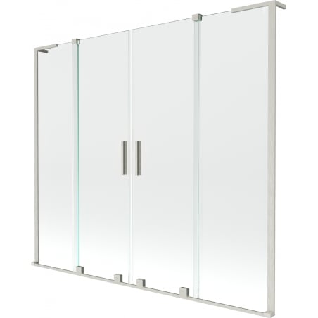 Mexen Velar L Duo 2-panel sliding shower screen 180 x 150 cm, transparent, brushed nickel - 896-180-003-02-97