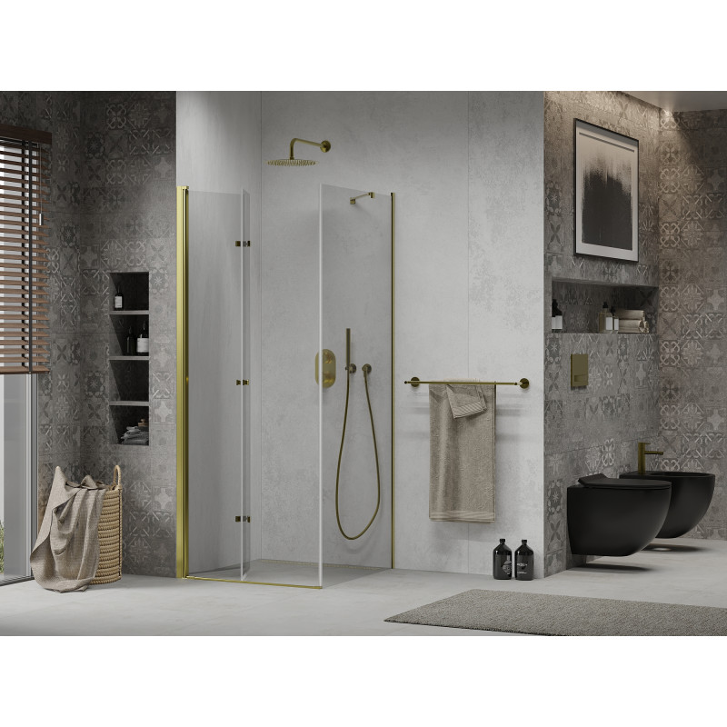Mexen Lima folding shower enclosure 80 x 80 cm, transparent, gold - 856-080-080-50-00