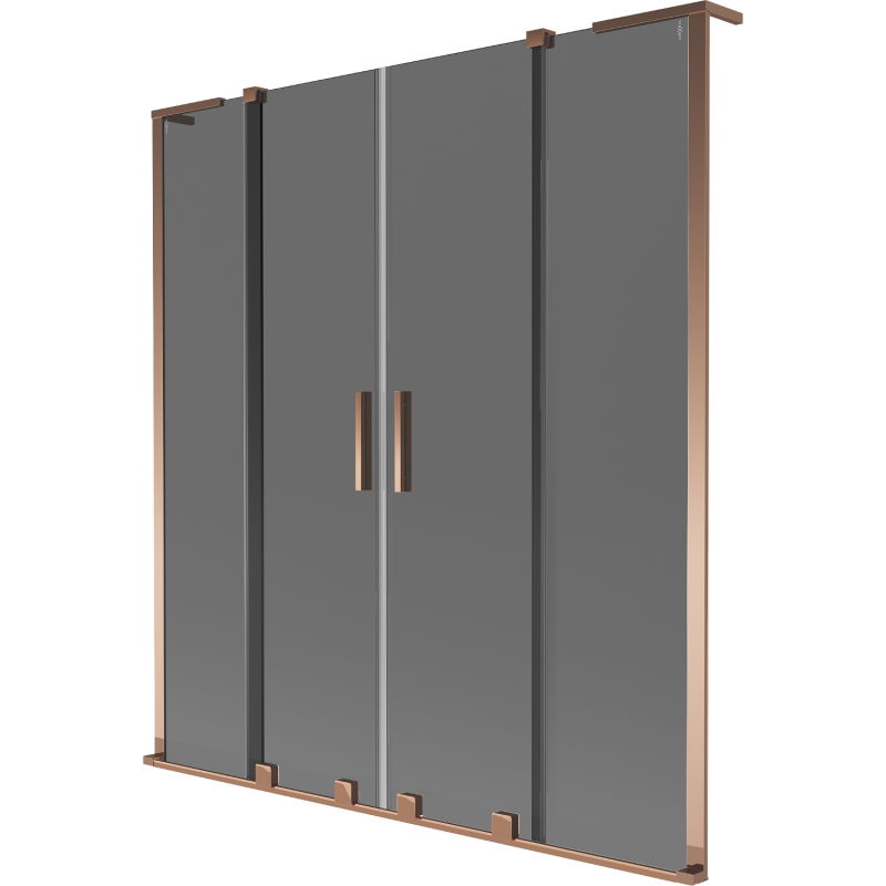 Mexen Velar L Duo 2-Panel Sliding Bathtub Screen 140 x 150 cm, Graphite, Rose Gold - 896-140-003-42-60
