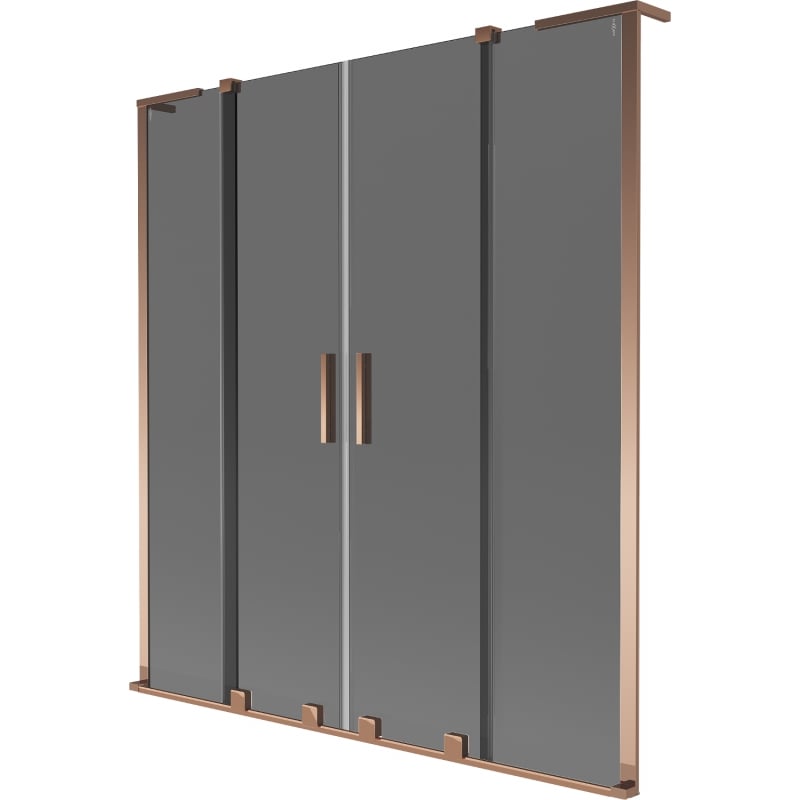 Mexen Velar L Duo 2-wing sliding bath screen 140 x 150 cm, graphite, rose gold - 896-140-003-42-60