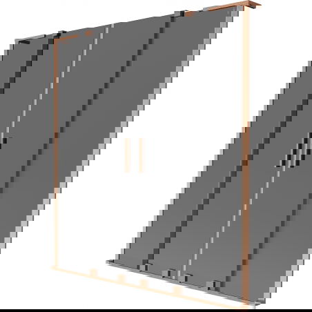 Mexen Velar L Duo bath screen 2-panel sliding 140 x 150 cm, graphite, brushed copper - 896-140-003-42-65