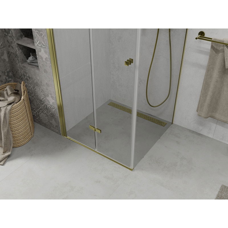 Mexen Lima foldable shower cabin 80 x 80 cm, transparent, gold - 856-080-080-50-00
