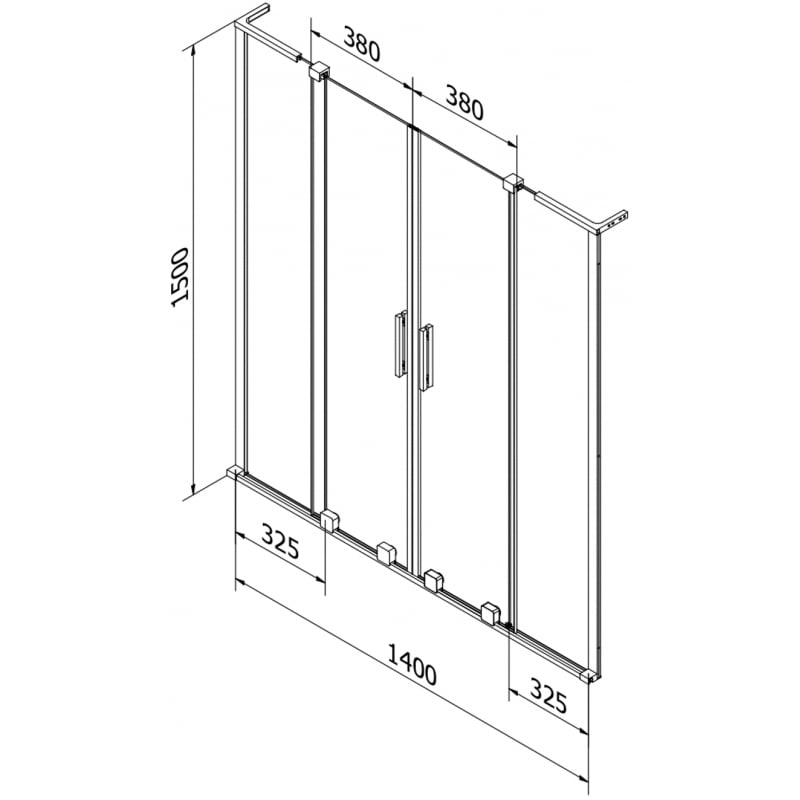 Mexen Velar L Duo 2-panel sliding bath screen 140 x 150 cm, graphite, gun metal - 896-140-003-42-95