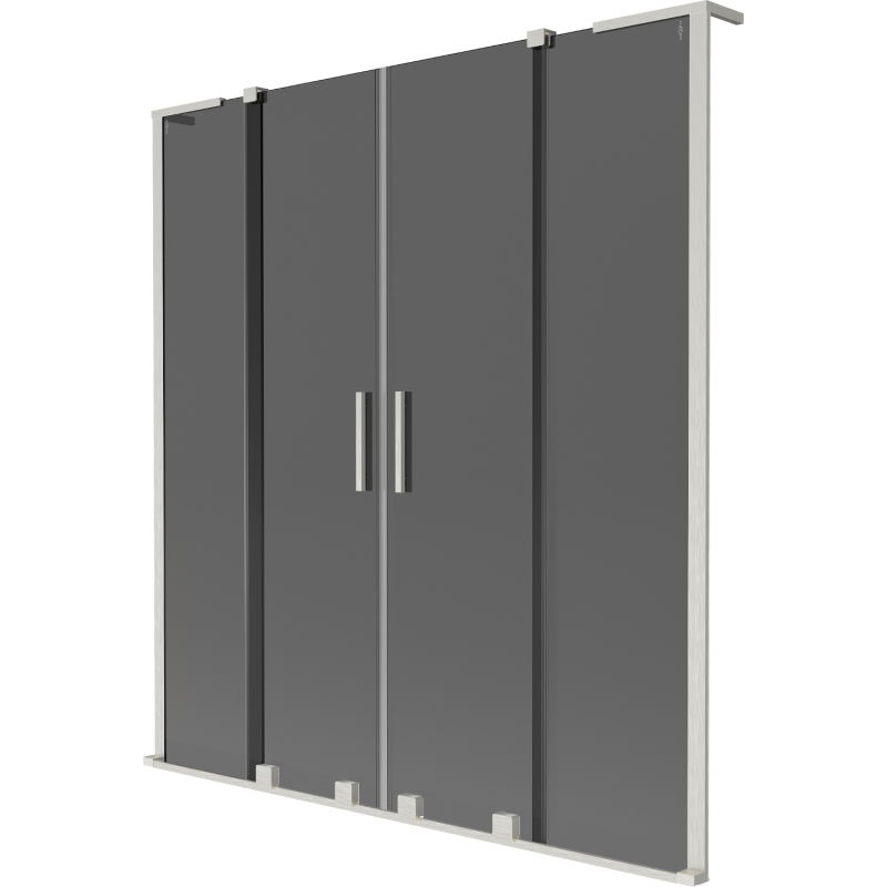 Mexen Velar L Duo Two-Panel Sliding Shower Screen 140 x 150 cm, Graphite, Brushed Nickel - 896-140-003-42-97