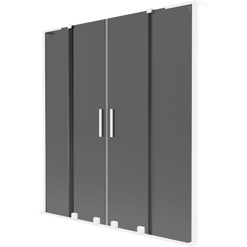 Mexen Velar L Duo Bathtub Screen 2-Door Sliding 160 x 150 cm, Graphite, White - 896-160-003-42-20