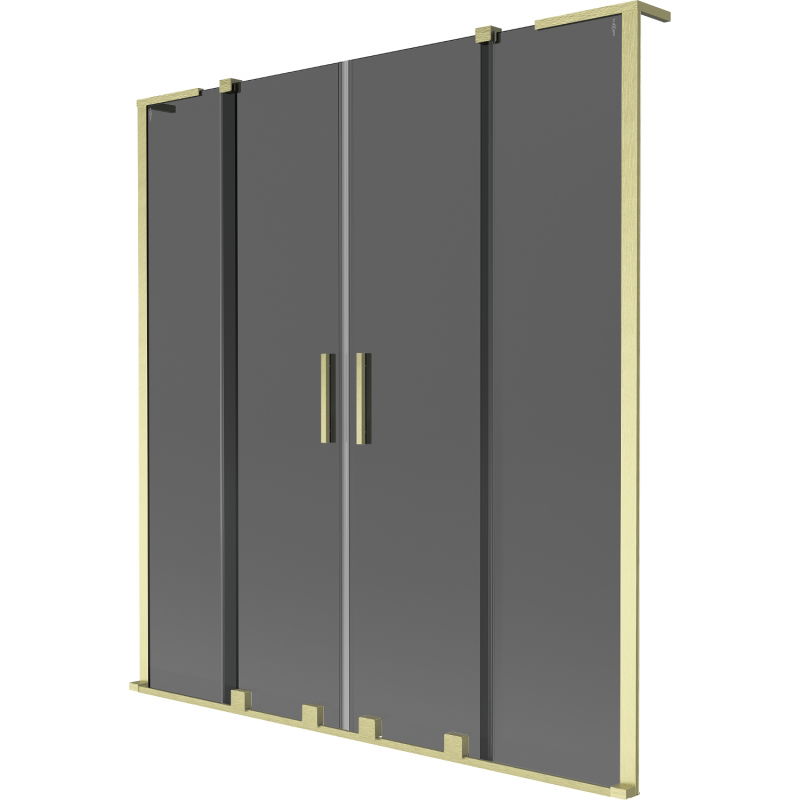 Mexen Velar L Duo 2-panel Retractable Bath Screen 160 x 150 cm, Graphite, Brushed Gold - 896-160-003-42-55