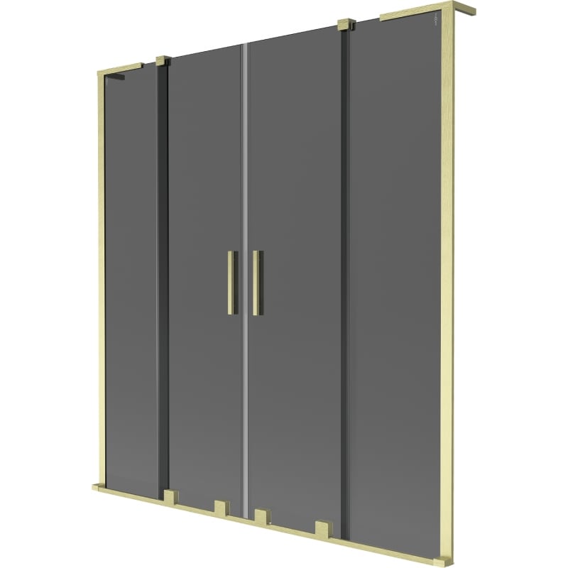 Mexen Velar L Duo 2-wing sliding bath screen 160 x 150 cm, graphite, brushed gold - 896-160-003-42-55