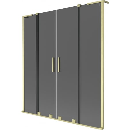 Mexen Velar L Duo 2-wing sliding bath screen 160 x 150 cm, graphite, brushed gold - 896-160-003-42-55
