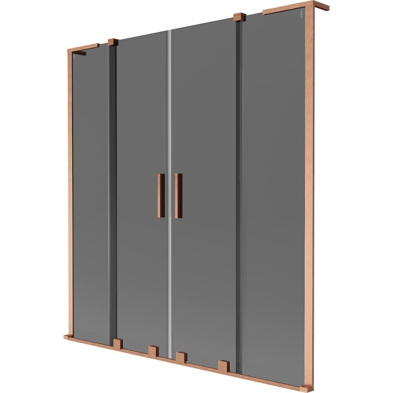 Mexen Velar L Duo 2-winged sliding bath screen 160 x 150 cm, graphite, brushed copper - 896-160-003-42-65