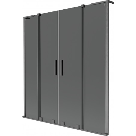 Mexen Velar L Two-wing shower screen Duo, sliding 160 x 150 cm, graphite, brushed gun gray - 896-160-003-42-66