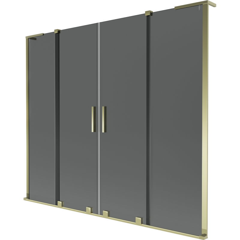 Mexen Velar L Duo 2-panel retractable bathtub screen 170 x 150 cm, graphite, gold - 896-170-003-42-50