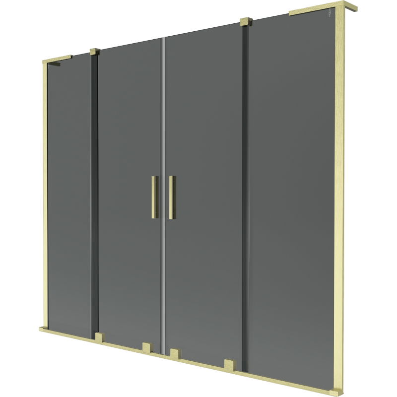 Mexen Velar L Duo Bathtub Screen 2-Wing Sliding 170 x 150 cm, Graphite, Brushed Gold - 896-170-003-42-55