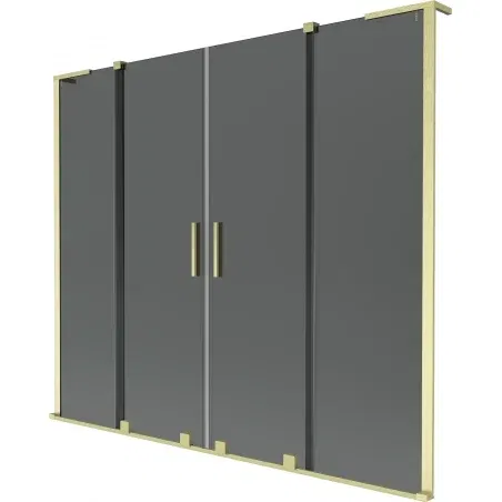 Mexen Velar L Duo 2-panel Sliding Bath Screen 170 x 150 cm, Graphite, Brushed Gold - 896-170-003-42-55