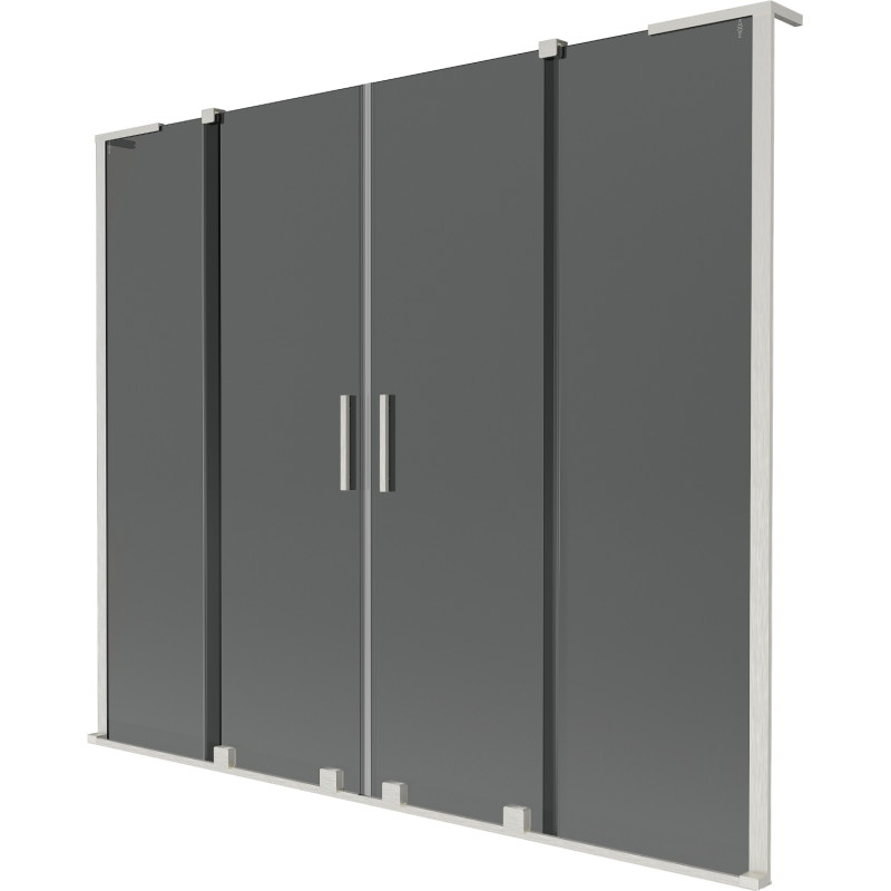 Mexen Velar L Duo 2-Panel Sliding Bathtub Screen 170 x 150 cm, Graphite, Brushed Nickel - 896-170-003-42-97