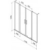Mexen Velar L Duo 2-Panel Sliding Bathtub Screen 170 x 150 cm, Graphite, Brushed Nickel - 896-170-003-42-97